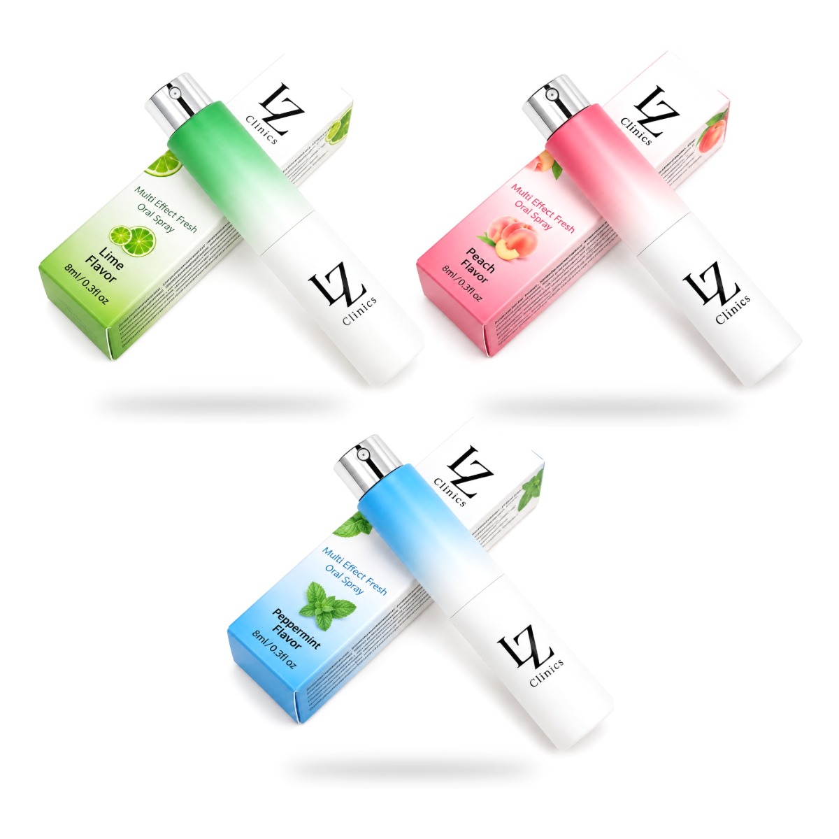 Fresh Breath Bundel: mondspray Lime, Peach en Peppermint